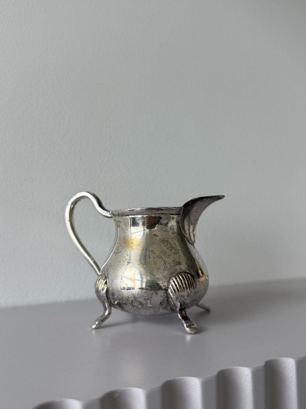 Antique Silver Plated Footed Creamer